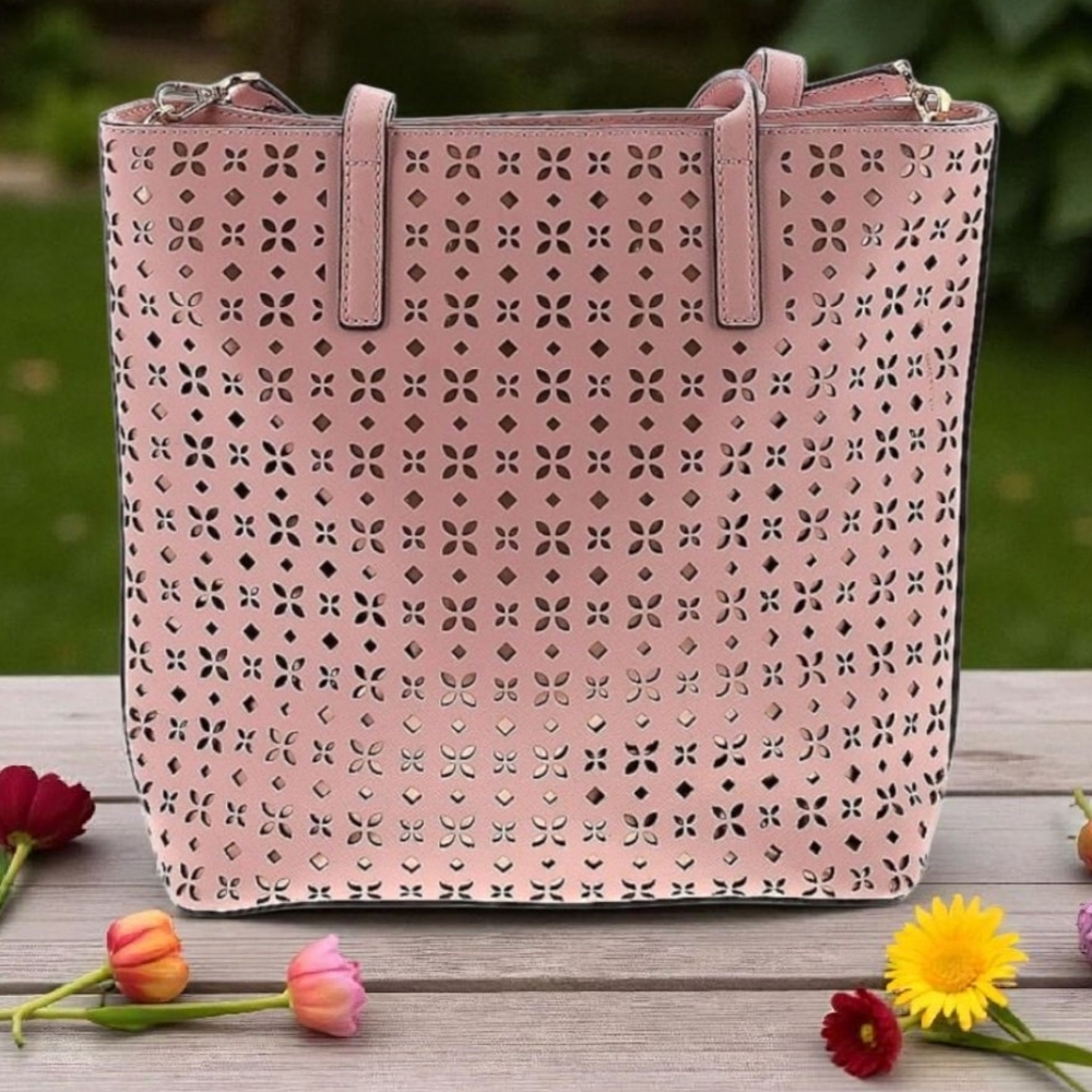 Michael Kors Laser Print Dusty Rose & Gold Tote - Picture 2 of 7